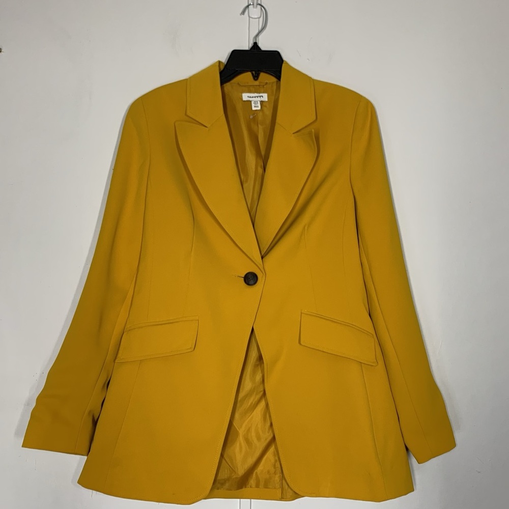 Topshop Pleated Single-Breasted in Mustard Yellow